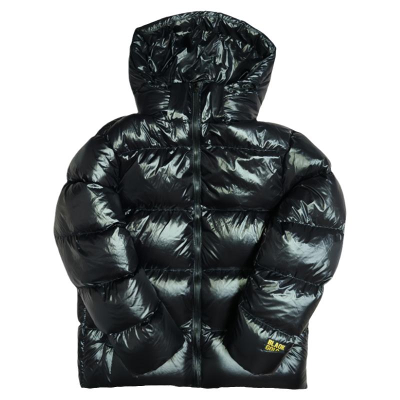 短款修身连帽外套黑金羽绒服高端