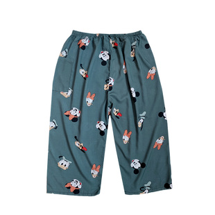 夏季睡裤男女士纯棉绸七分裤短裤绵绸裤子宽松家居裤薄款空调中裤