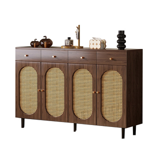 鞋柜家用门口藤编门入户玄关柜一体靠墙实木生态板储物柜可定制