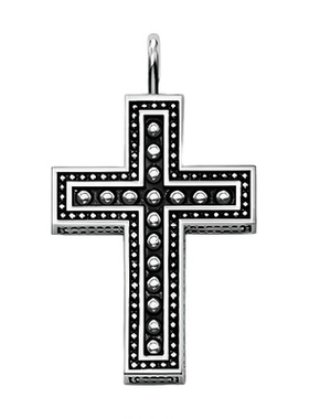 托马斯萨博黑色纯银十字架吊坠