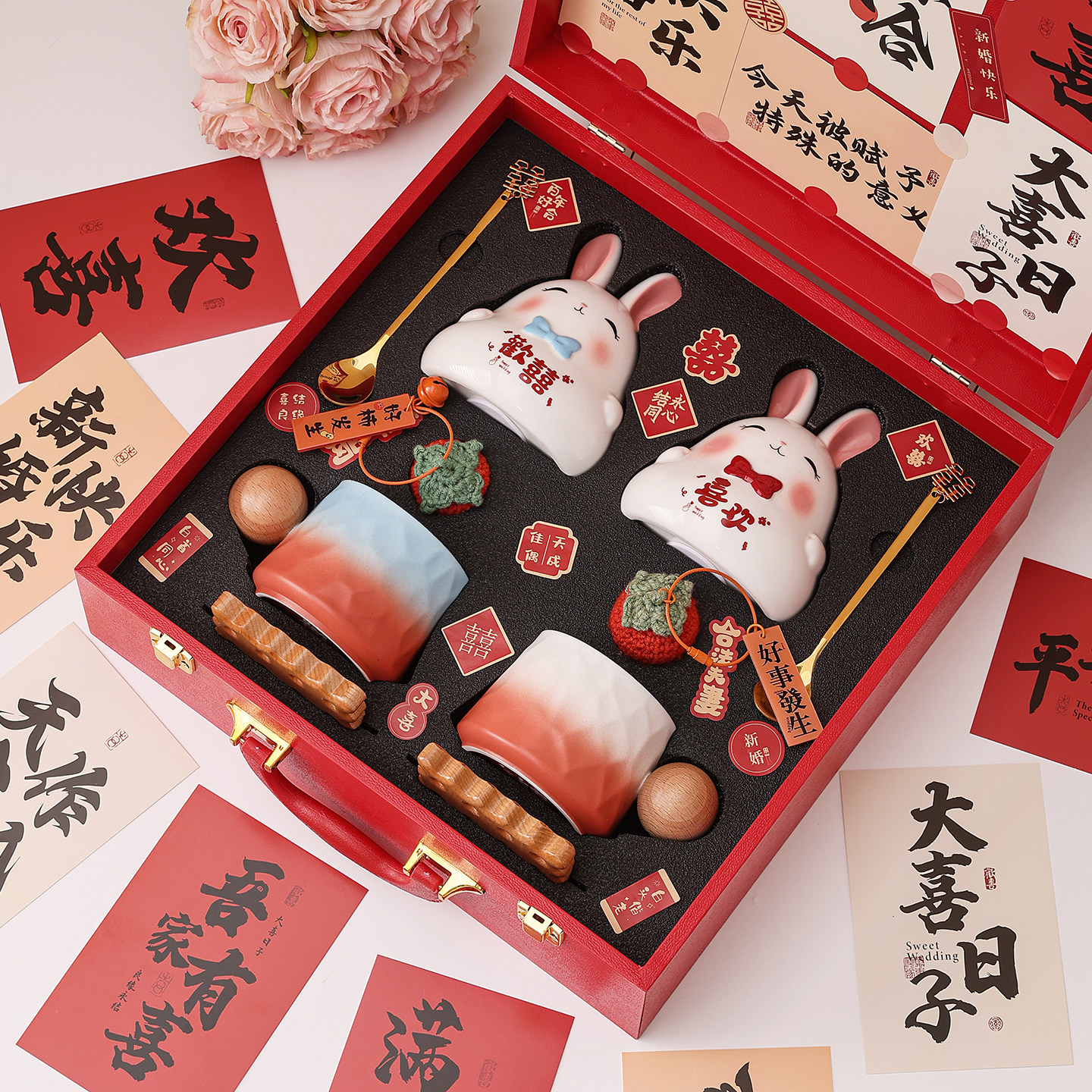订婚礼物闺送蜜新婚喜创意新人新娘结婚套装姐妹礼品送咖啡杯摆件