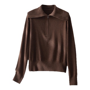 小禾款复古粗纺羊毛针织衫女海军领保暖套头羊绒上衣外套秋冬女装