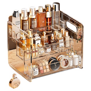 化妆品收纳盒桌面透明亚克力梳妆阶梯式多层整理护肤品香水置物架