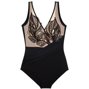 爱慕繁华之上春夏女士深V性感不对称式连体泳衣AM689742