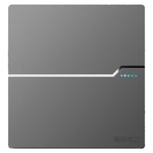 国际电工86型暗装大板灰色家用墙壁开关插座面板一开五孔电源多孔