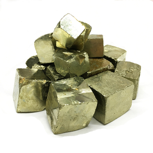 天然水晶黄铁矿方粒金矿石黄铁矿摆件硫化铁愚人金科普教学标本