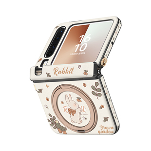 360磁吸旋转支架适用华为purax手机壳新款pura典藏版x中轴全包带挂绳防摔卡通兔子超薄高档皮纹保护外壳链条