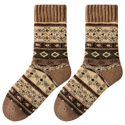 女款秋冬保暖羊毛袜复古民族风