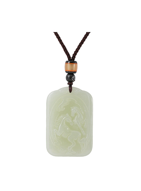 和田玉精雕双面马吊坠女款