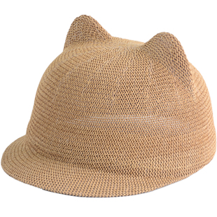 儿童帽子婴儿夏季薄款针织透气马术帽男宝鸭舌帽女宝可爱百搭草帽