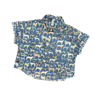 男宝宝夏天海边度假短袖衬衫薄款儿童男童小童炸街上衣洋气卡通潮