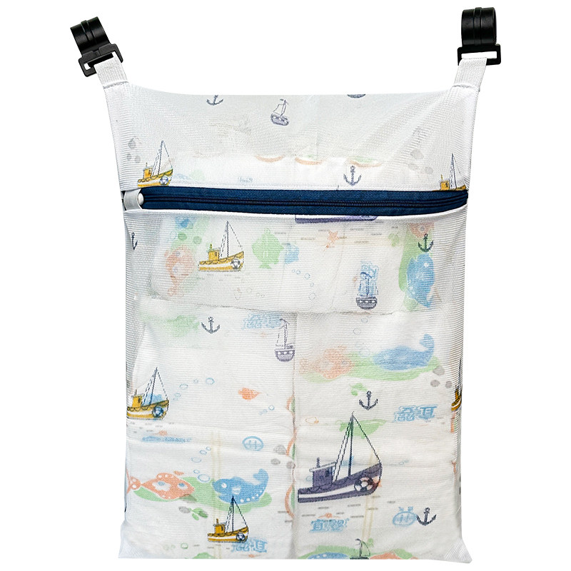 婴儿床围栏收纳挂袋宝宝纸尿裤储物袋子爬爬垫护栏床边玩具网兜袋