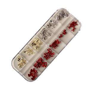 2026马年新年美甲钻饰品金红银色金属合金招财小马过年小配饰装饰