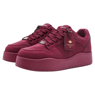 蜡笔小新酒红色秋冬新款保暖板鞋