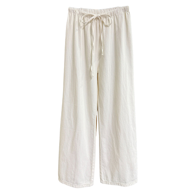 N货！亚麻牛仔松紧腰休闲直筒裤