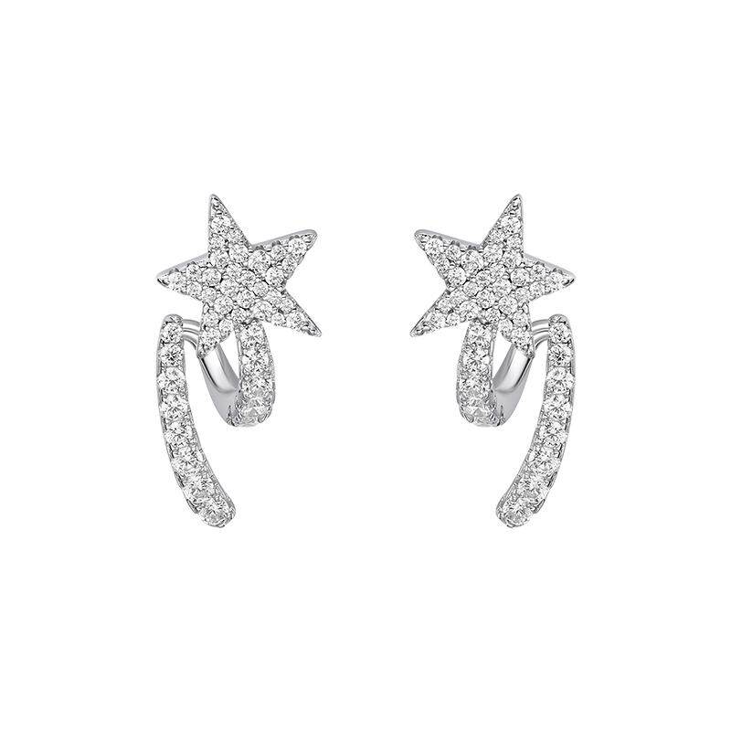 【自营】HEFANG Jewelry/何方珠宝流星飘带耳钉 熠熠星光浪漫灵动