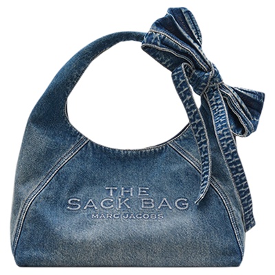 【礼物】MARC JACOBS/莫杰 SACK 中号丹宁牛仔风格蝴蝶结hobo包