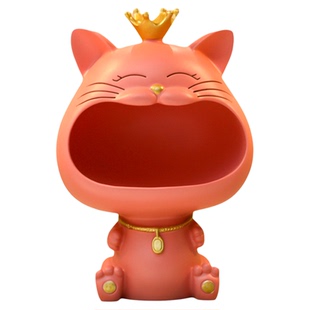 大嘴猫钥匙收纳摆件招财猫玄关装饰品桌面置物架乔迁新居布置摆件