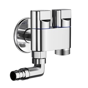 洗衣机水龙头一进二出三通角阀家用自动止水双控双出水一分二接头