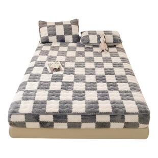 冬季牛奶绒床笠2025年新款加厚珊瑚绒床罩三件套冬天保暖床垫套罩