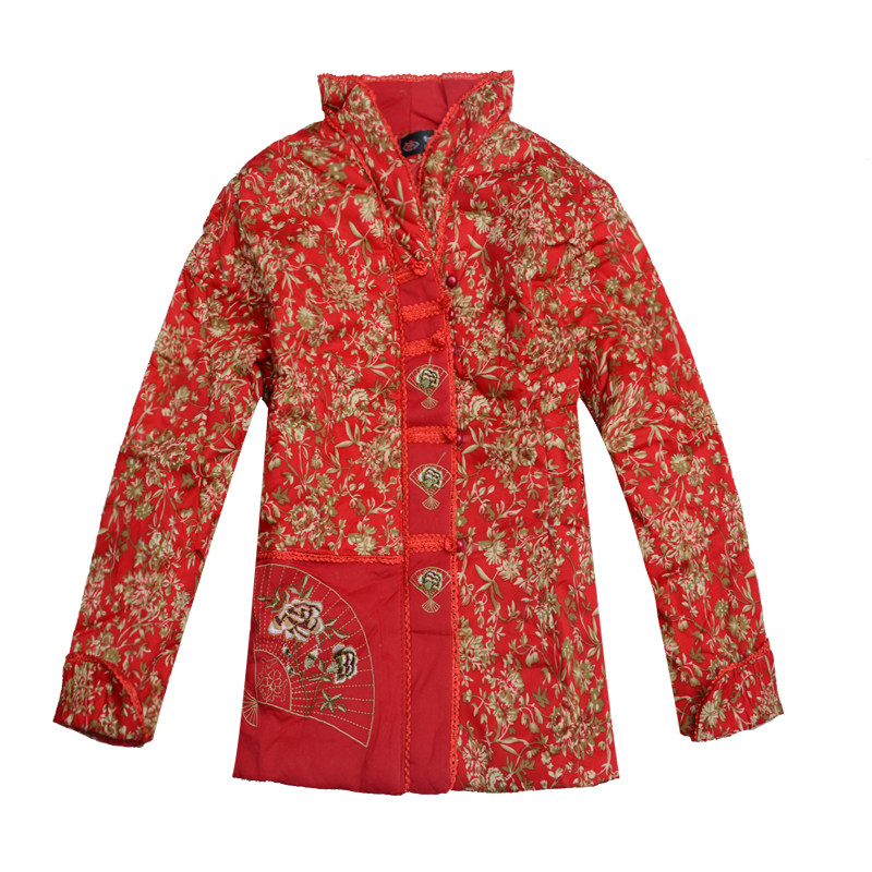 酒店服务员工作服长袖冬装女快餐餐饮茶楼唐装农家乐加厚棉袄棉衣