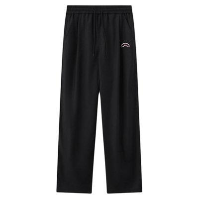 SprayGround鲨鱼嘴25秋季刺绣logo黑色休闲裤男宽松直筒运动长裤