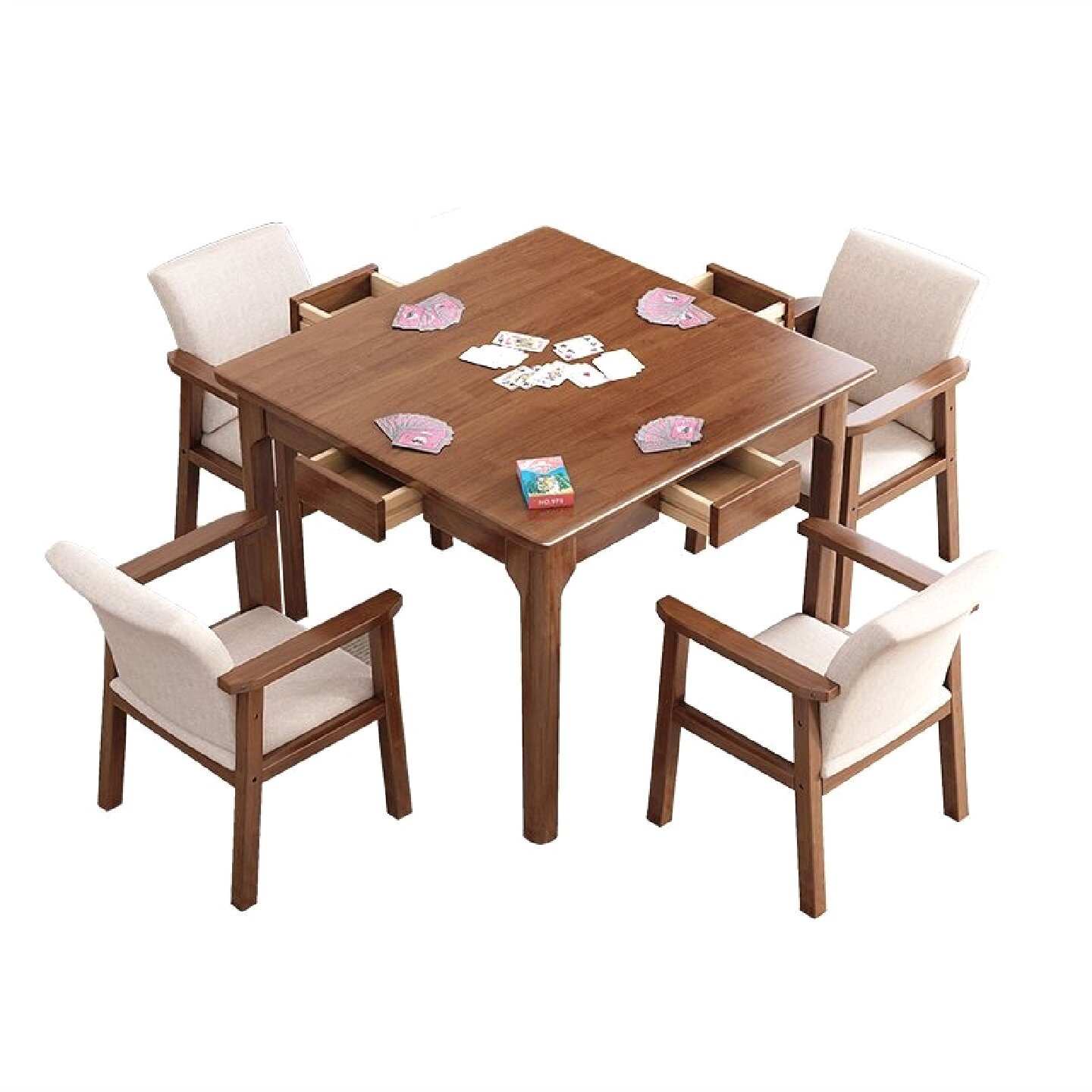 全实木掼蛋专用桌子棋牌桌椅四方桌子打牌用扑克桌正方形餐桌茶桌图片
