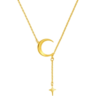 周六福5G黄金项链女计价足金月亮颈饰链坠在逃公主系列情人节