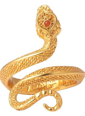 非遗花丝蛇年吉言灵蛇银鎏金戒指