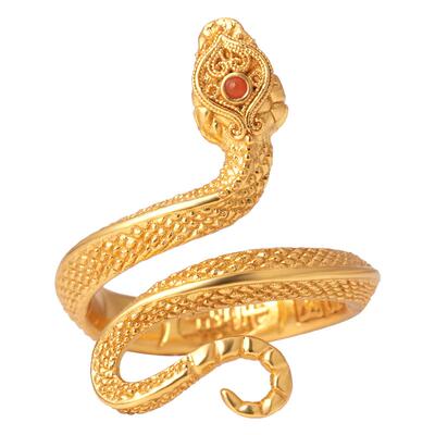 非遗花丝蛇年吉言灵蛇银鎏金戒指