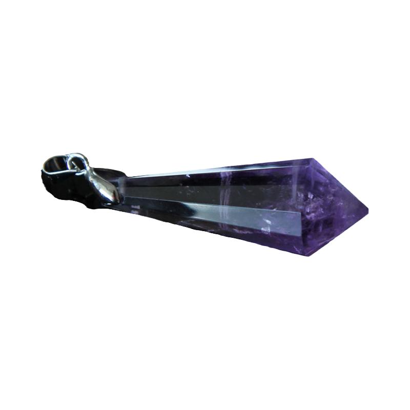 天然紫水晶灵摆项链挂件吊坠