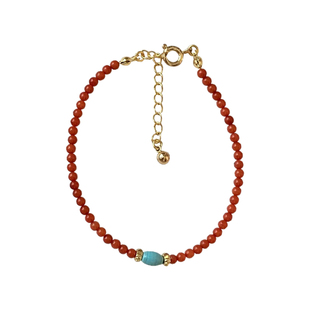 柿柿如意珊瑚红串珠手链轻奢小众精致绿色手串女士款新年红手饰品