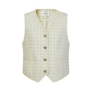 PH KARIN复古小香风短款羊毛西服马甲外套显瘦时髦外穿背心外套