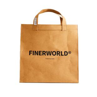 FINERWORLD 原创可水洗牛皮纸托特包单肩包情侣手提包复古搬家包