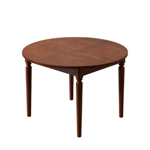 中古实木餐桌法式复古餐桌椅组合家用客厅可方可圆两用吃饭桌