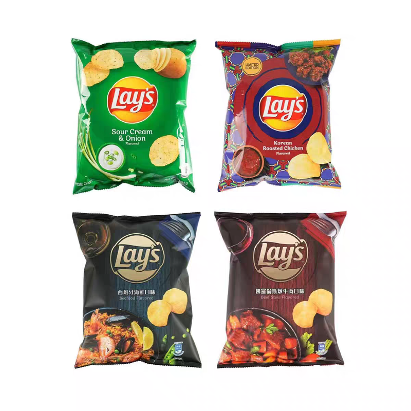 临期特价台湾lay's乐事薯片酸奶油洋葱海鲜烧烤味薯片50gX4袋小吃