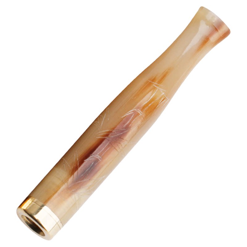 天然牦牛角烟嘴手工刻图过滤器粗中细三用可清洗循环型焦油过滤嘴