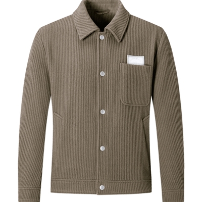 七匹狼夹克翻领羊毛粗花呢