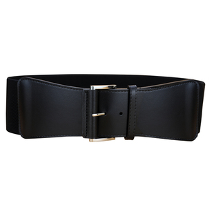 腰封女真牛皮质黑色收腰神器装饰配秋冬毛衣裙子羽绒服松紧宽腰带