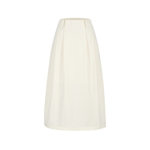 indicia标记2026春新款温柔清新米白廓形半身裙利落长裙L2A6QZ034