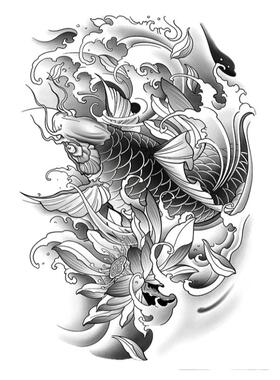 中国风锦鲤纹身贴防水防汗