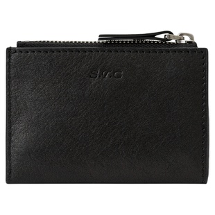 SUPERTOFU 头层植鞣牛皮 压印logo豹纹内衬 卡夹零钱包二合一