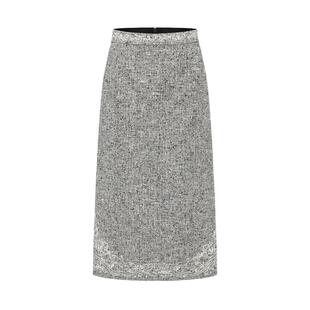 Into The East己印混色肌理刺绣直筒半裙