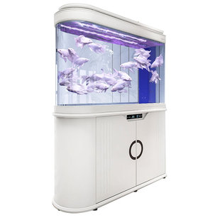 森森子弹头屏风隔断鱼缸客厅家用大型热弯水族箱玻璃生态底滤鱼缸