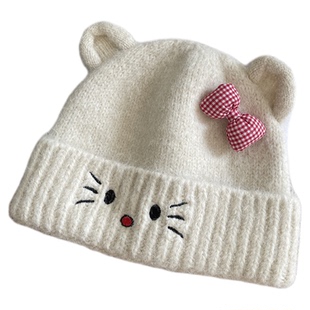 可爱极了~新款秋冬加厚保暖猫咪卡通针织帽女韩系甜美百搭毛线帽