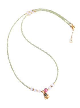 极细橄榄石月光石银女项链女手链