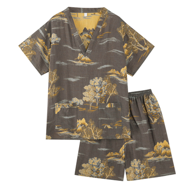 奈里成汗蒸服纯棉双层纱吸汗透气