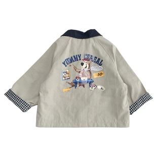 男童春秋外套2026新款儿童薄款风衣夹克宝宝春装洋气卡通休闲上衣