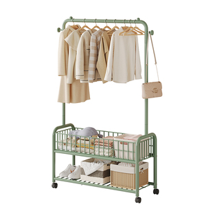 奶油风晾衣架落地卧室内挂衣架家用衣帽架宿舍移动隔夜衣服收纳架