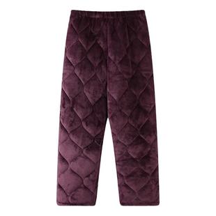 浪莎珊瑚绒睡裤女冬季三层加厚法兰绒夹棉中老年可外穿保暖家居裤